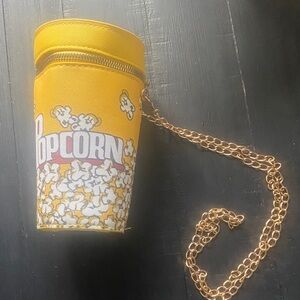 Popcorn Print Crossbody Bag with Chain